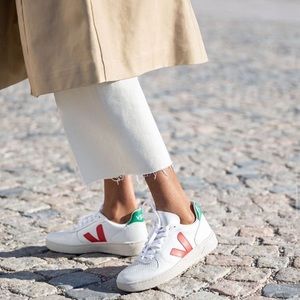 Veja V-10 Sneakers in Red and Green